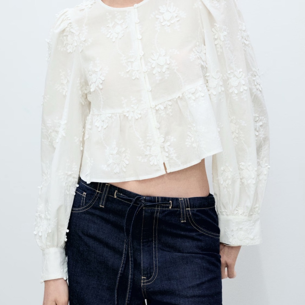 Mango Ivory Floral Blouse
